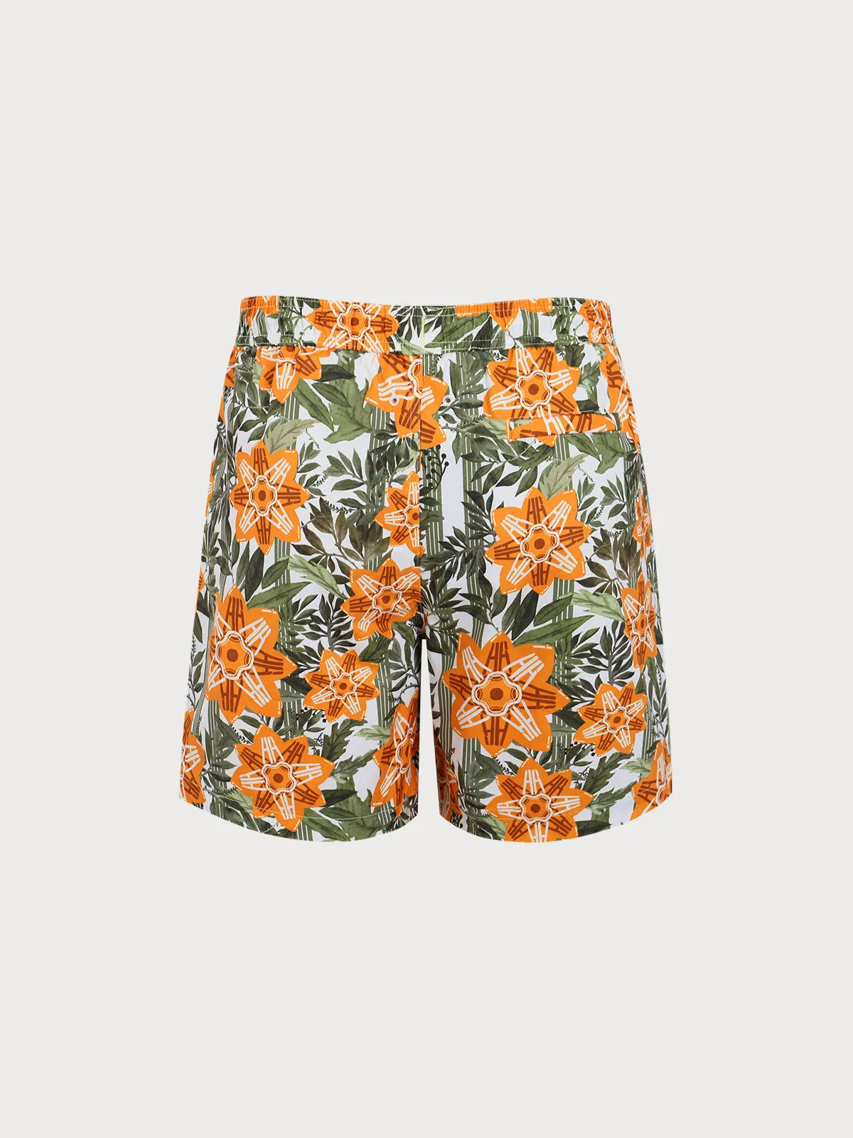 Hapnix® - The Orange Floral Men's 7" Swim Trunks