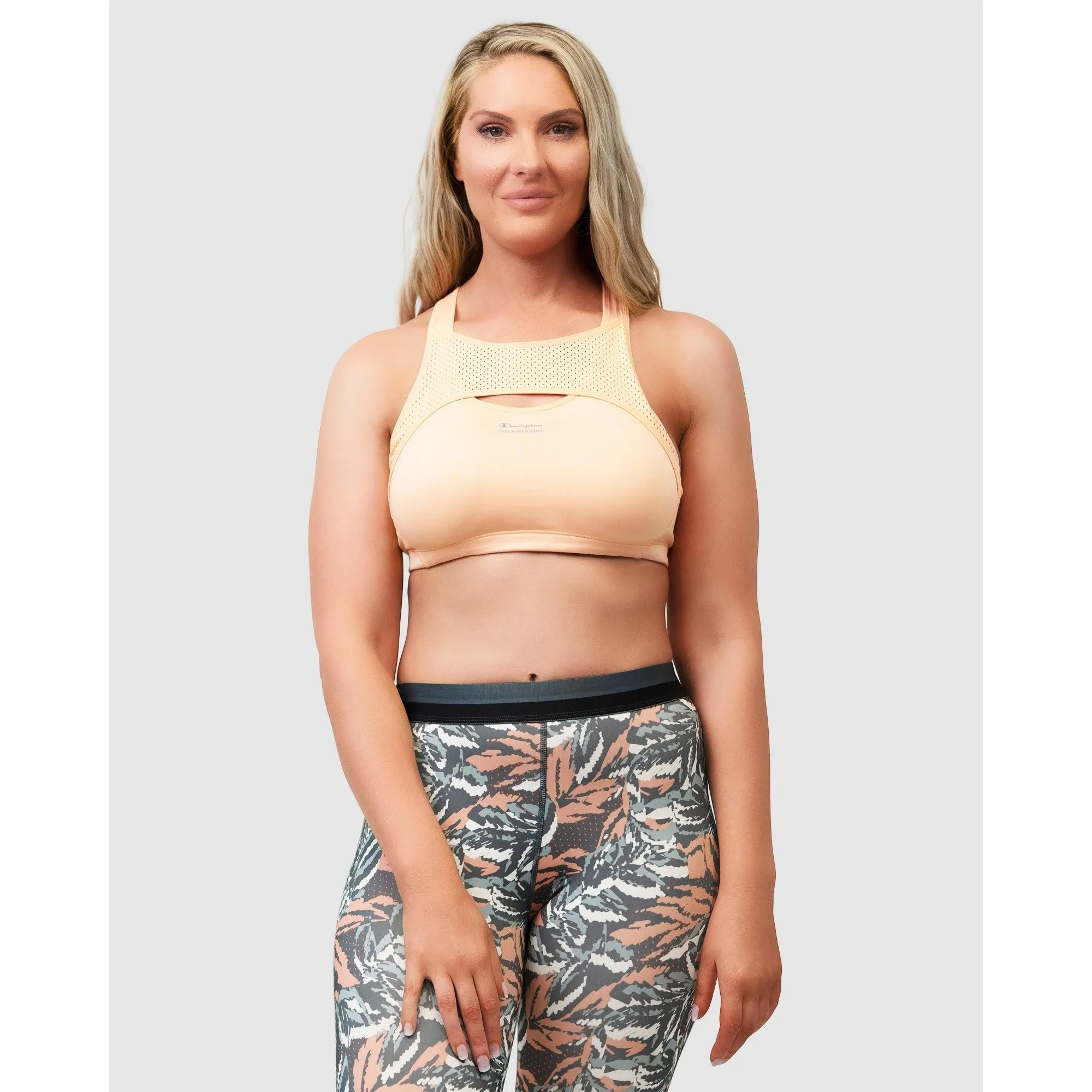High Impact Active Crop Top Sports Bra-Peach