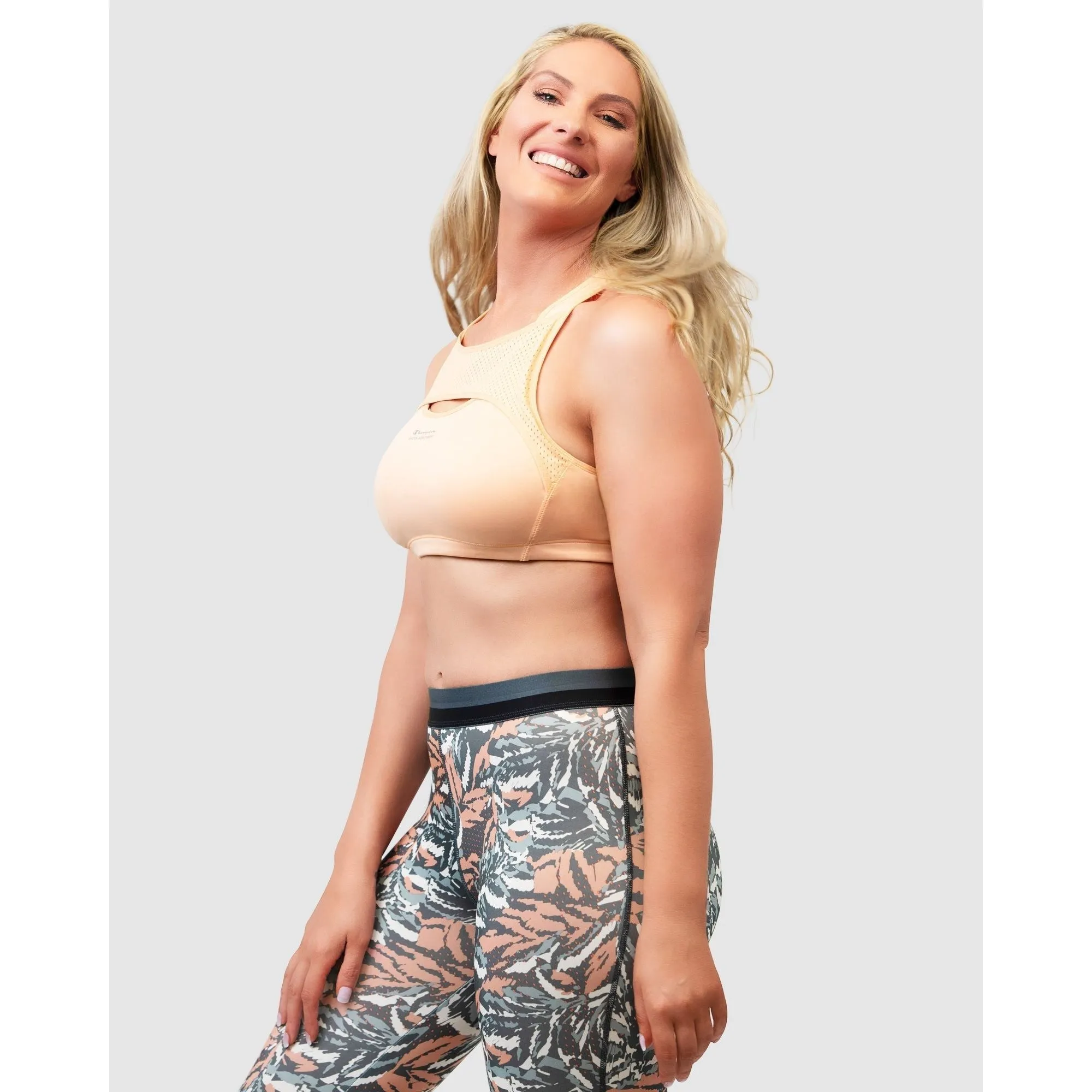 High Impact Active Crop Top Sports Bra-Peach