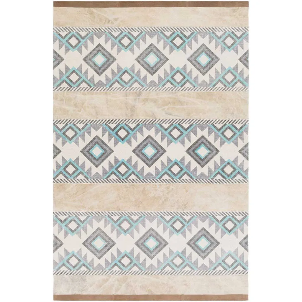Lasso Light Gray/Teal/Gray Area Rug