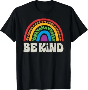 LGBTQ Be Kind Gay Pride LGBT Ally Rainbow Flag Retro Vintage T-Shirt
