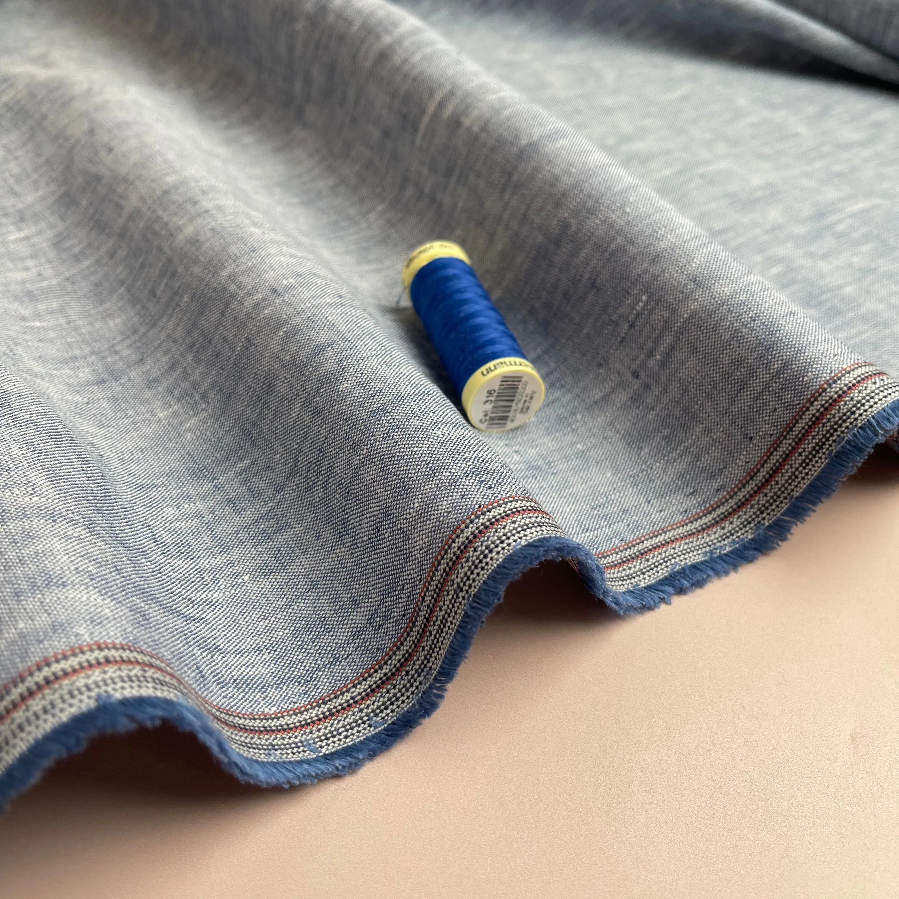 Light Blue Yarn Dyed Pure Linen Fabric