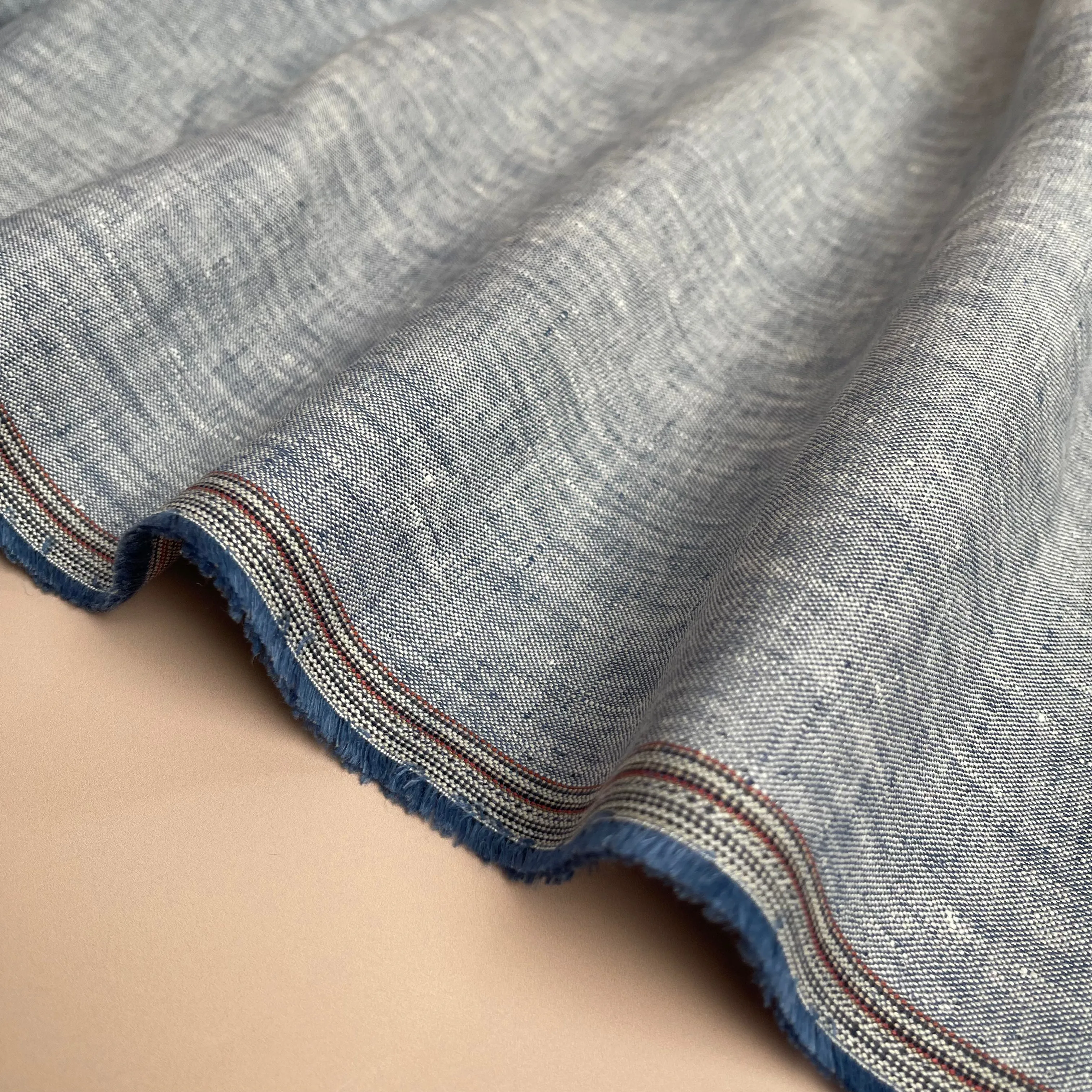 Light Blue Yarn Dyed Pure Linen Fabric