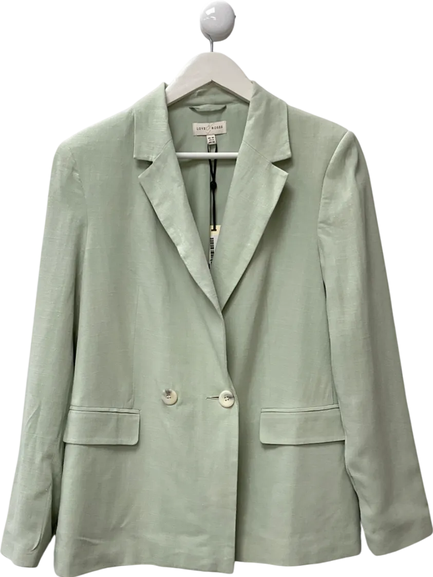 love and roses Sage Green Linen Relaxed Blazer UK 10