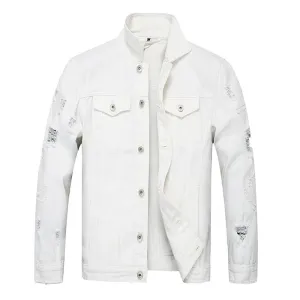Men's Individuality Denim Coat Ripped Urban Denim Jacket