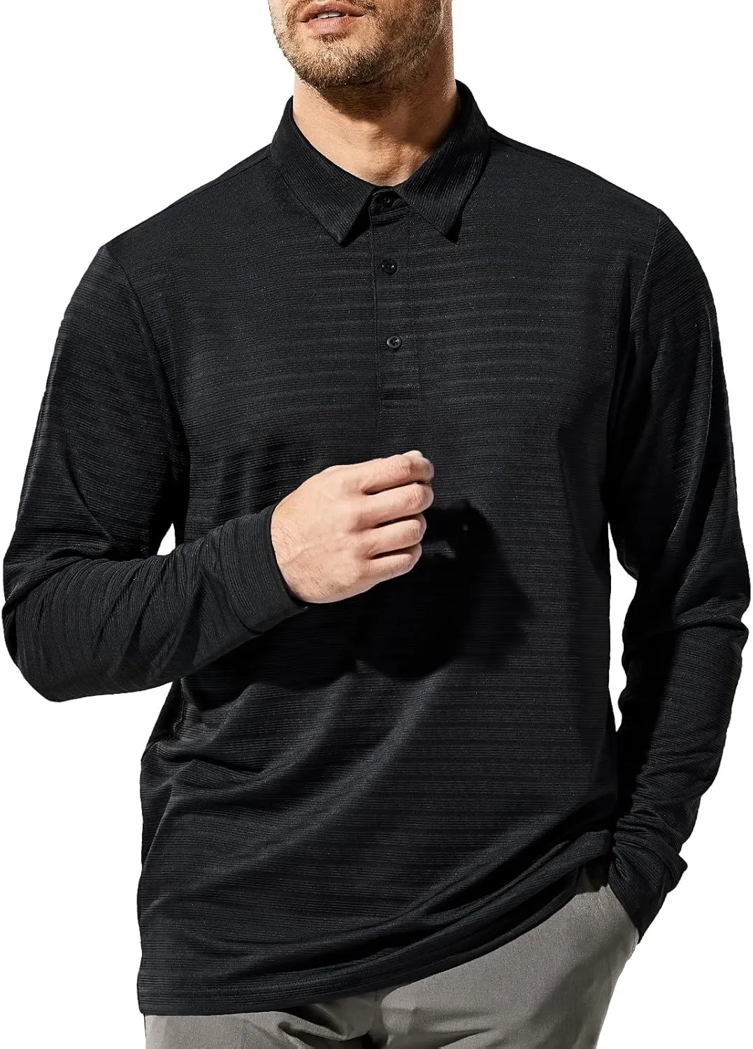 MIER Men's Quick Dry Polo Golf Shirts - Short & Long Sleeve Polyester Casual Lightweight Soft Collared Shirts