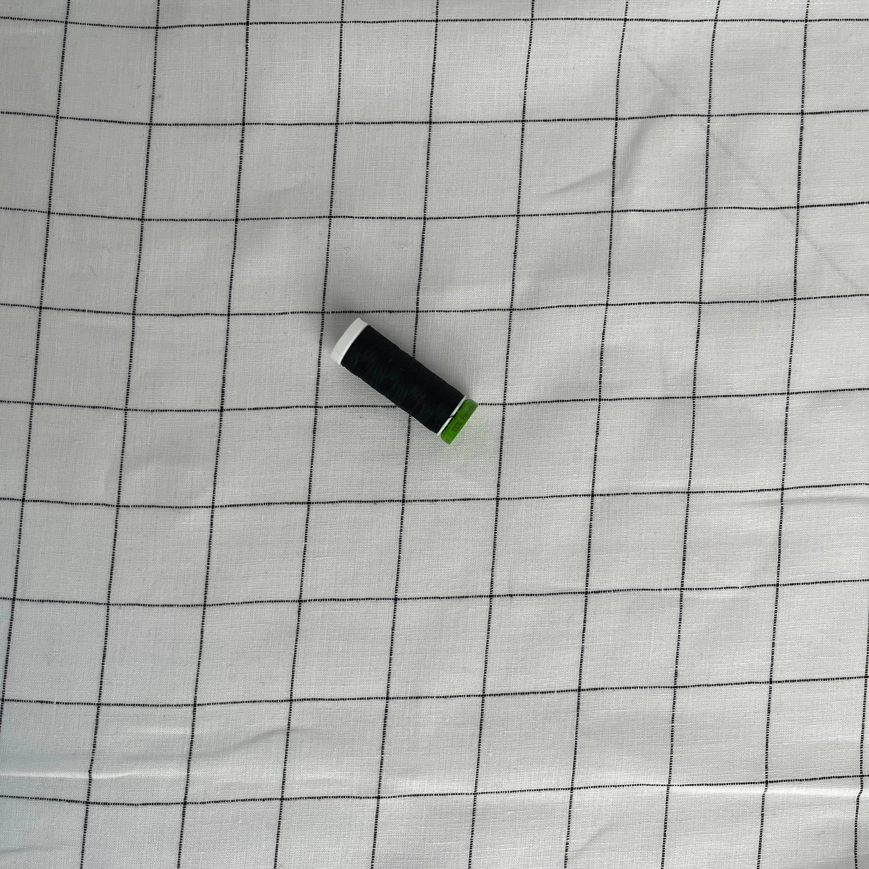 Monochrome Checks White Linen Fabric