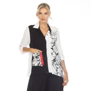 Moonlight Striking Colorblock & Floral Sketch-Print Shirt - 3720