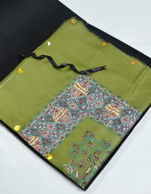 Mussar Rumaal Large Naqsha Olive Green RL00374