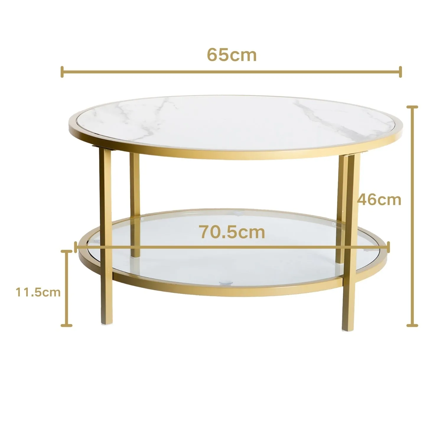 Neka Marble and Glass Round Coffee Table