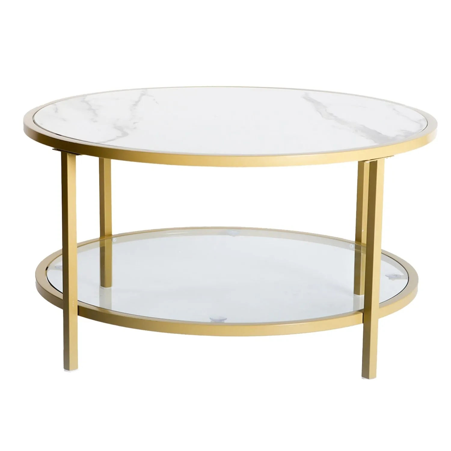 Neka Marble and Glass Round Coffee Table
