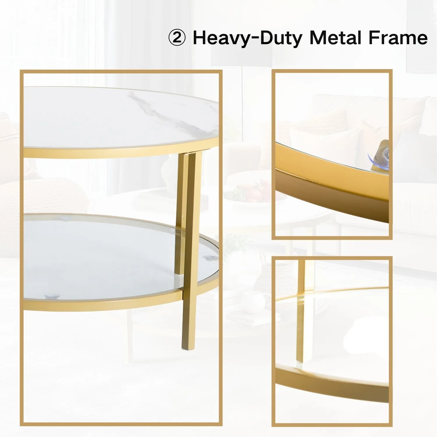Neka Marble and Glass Round Coffee Table