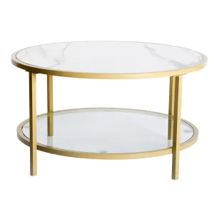 Neka Marble and Glass Round Coffee Table
