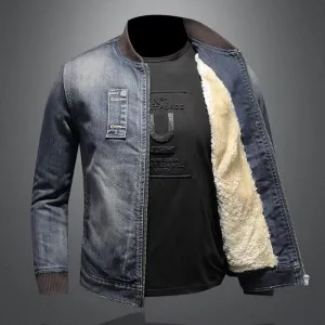 New Autumn Winter Men Wool Warm Denim Jacket Mens  Streetwear Thick Coats Male Fashion