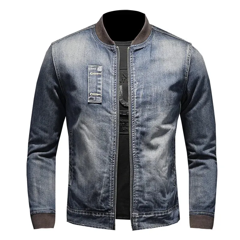 New Autumn Winter Men Wool Warm Denim Jacket Mens  Streetwear Thick Coats Male Fashion