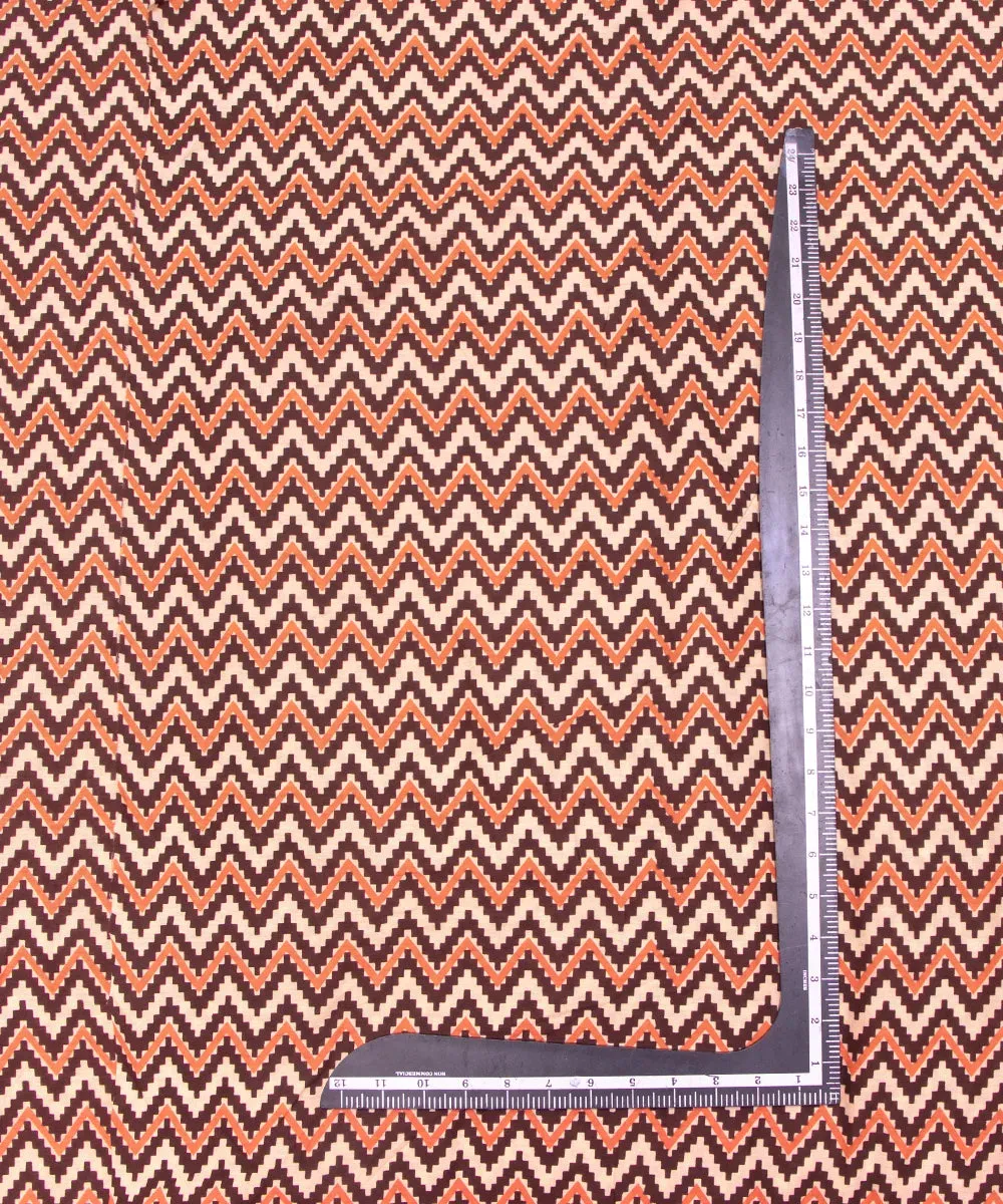 Off White Geometric Screen Printed Cotton Fabric