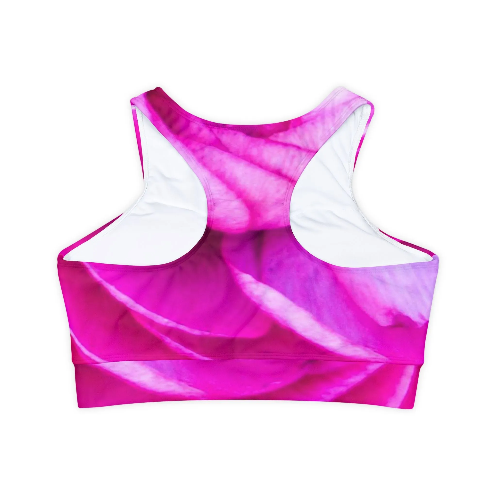 Padded Sports Bra|Fully Lined Pink Floral Yoga Sports Bra|Racerback