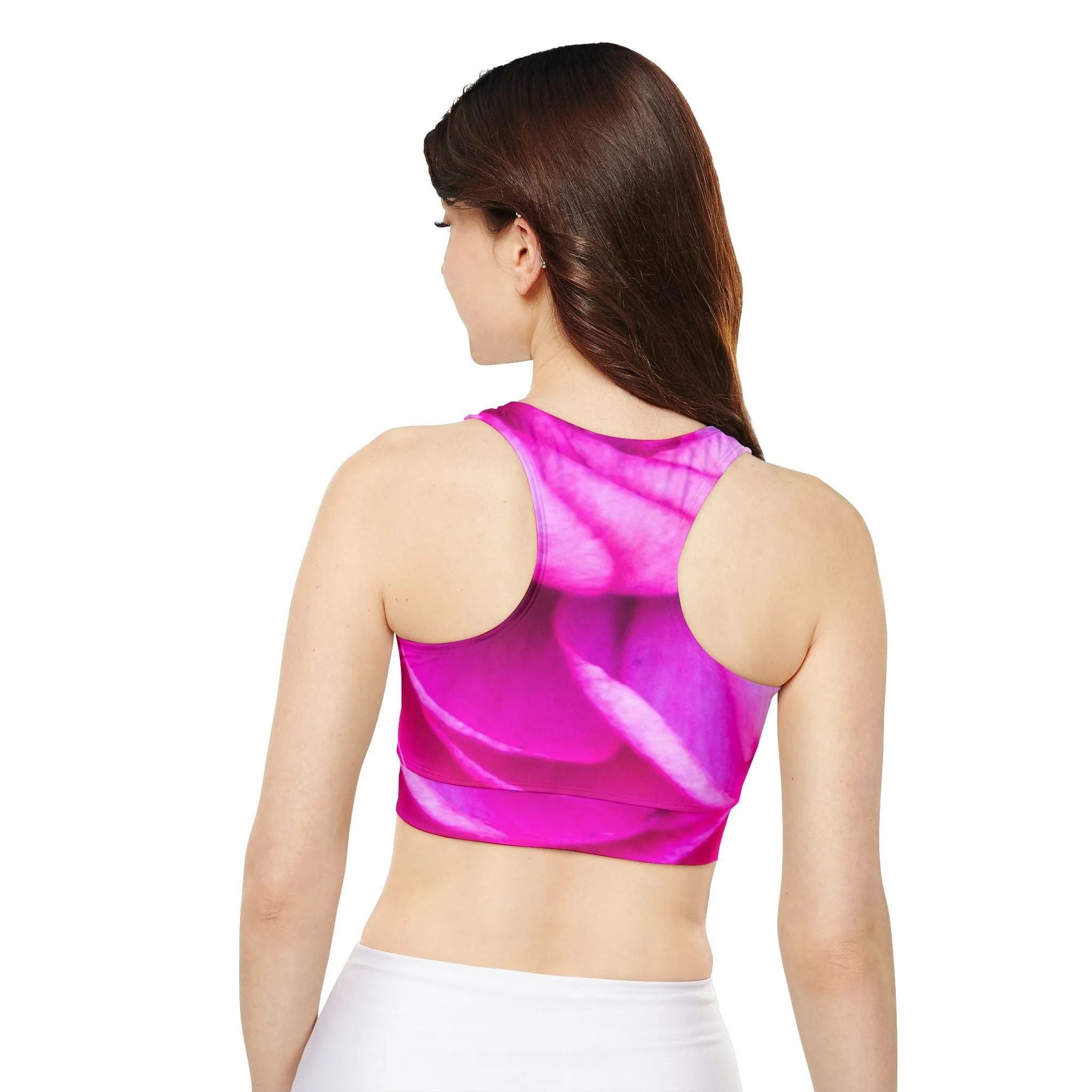 Padded Sports Bra|Fully Lined Pink Floral Yoga Sports Bra|Racerback