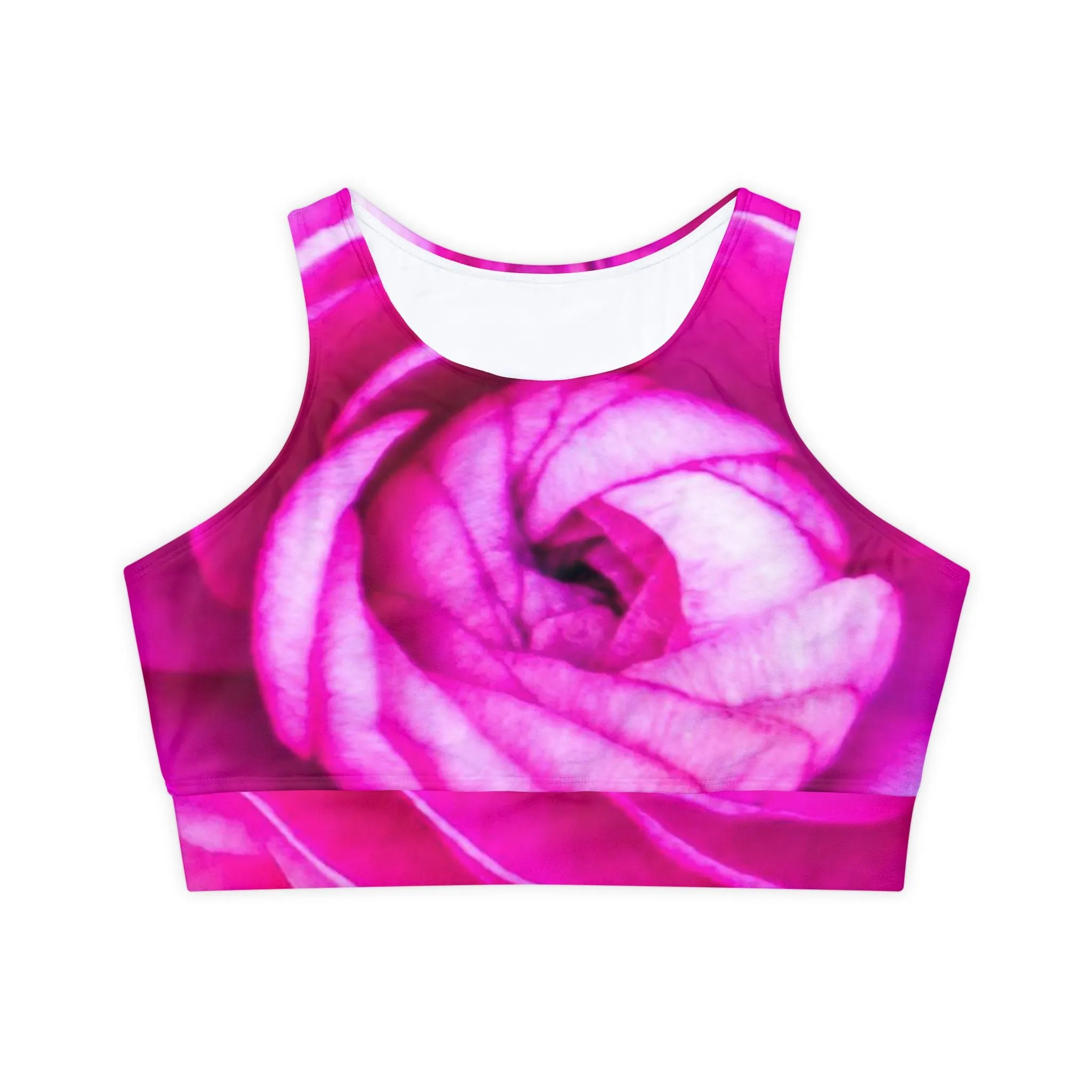 Padded Sports Bra|Fully Lined Pink Floral Yoga Sports Bra|Racerback