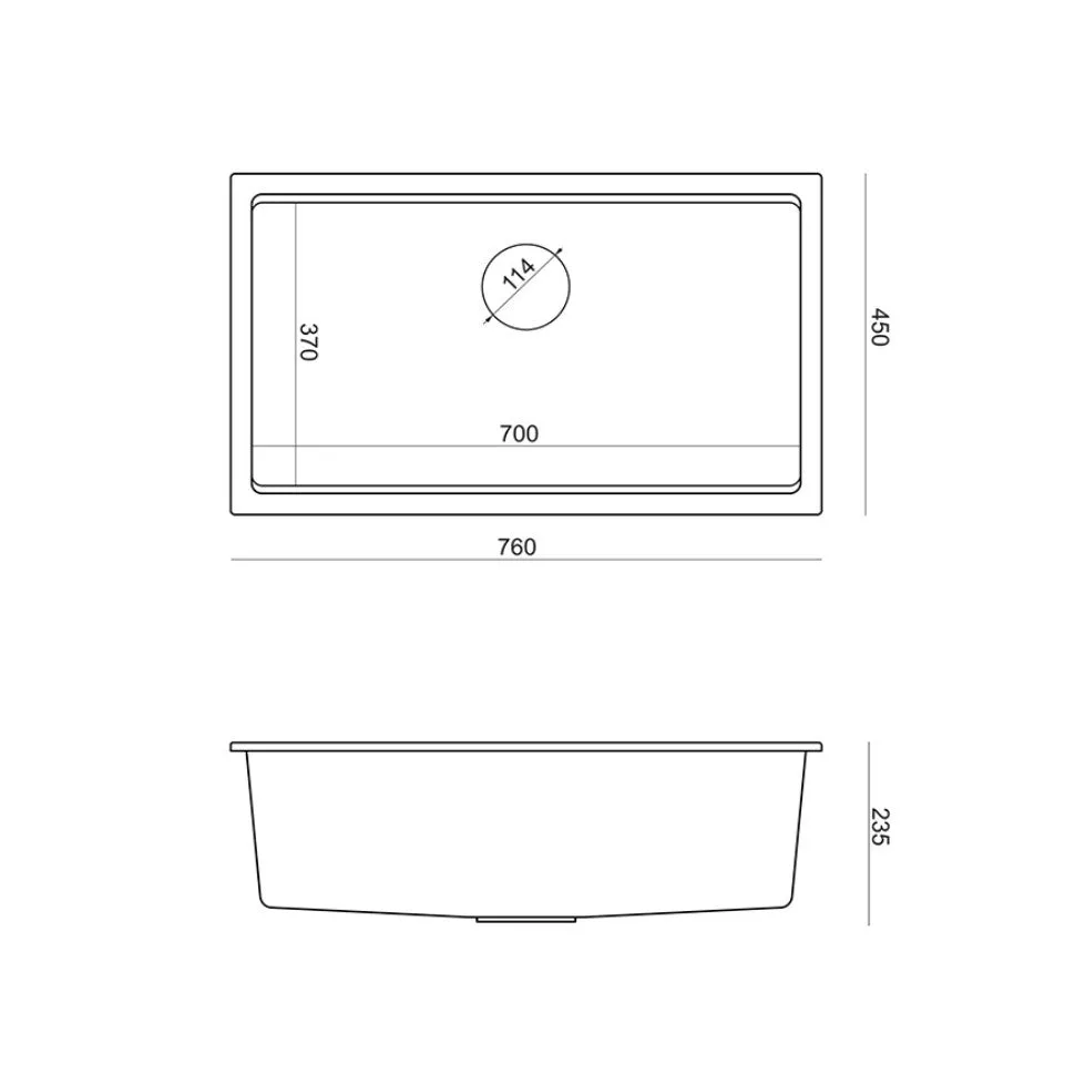 Quadron Logan 110 Silver Stone, topmount or undermount sink