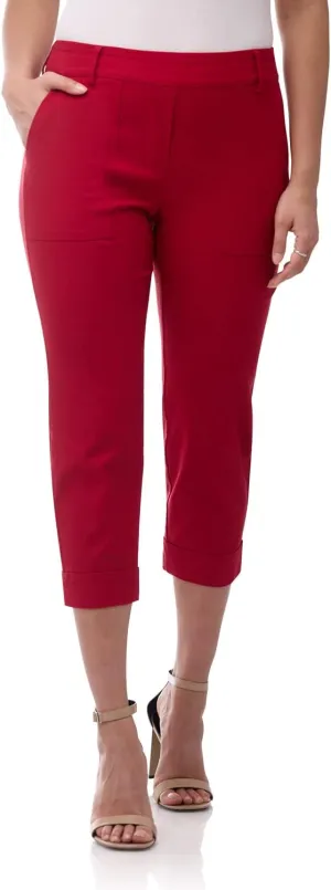Rekucci Womens EcoCosy Comfort Cuffed Modern Cargo Crop Pant