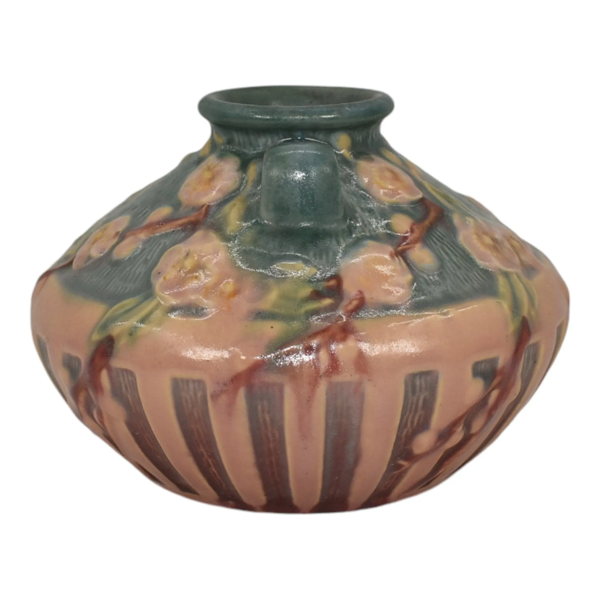Roseville Cherry Blossom Pink 1933 Vintage Art Deco Pottery Ceramic Vase 617-3