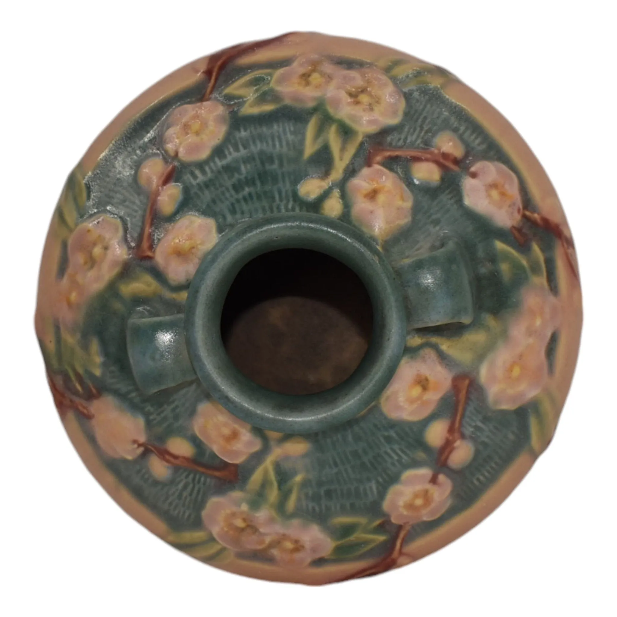 Roseville Cherry Blossom Pink 1933 Vintage Art Deco Pottery Ceramic Vase 617-3