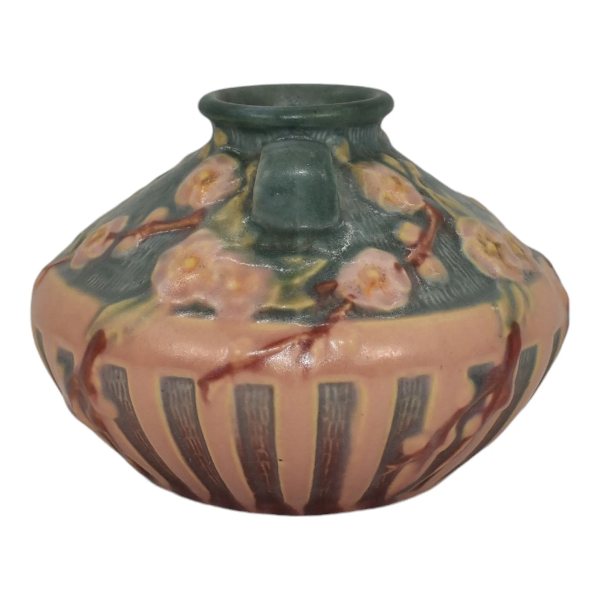 Roseville Cherry Blossom Pink 1933 Vintage Art Deco Pottery Ceramic Vase 617-3