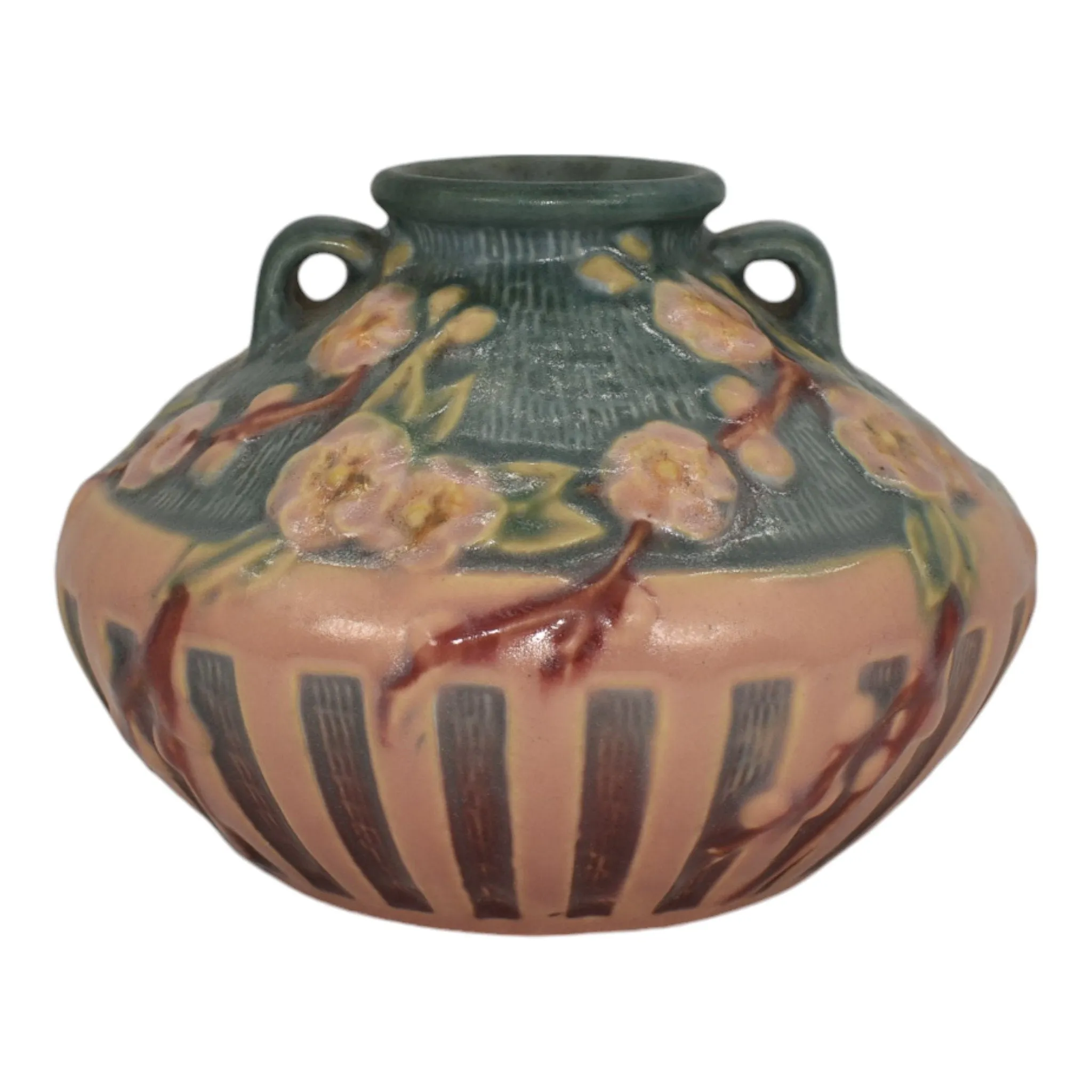 Roseville Cherry Blossom Pink 1933 Vintage Art Deco Pottery Ceramic Vase 617-3