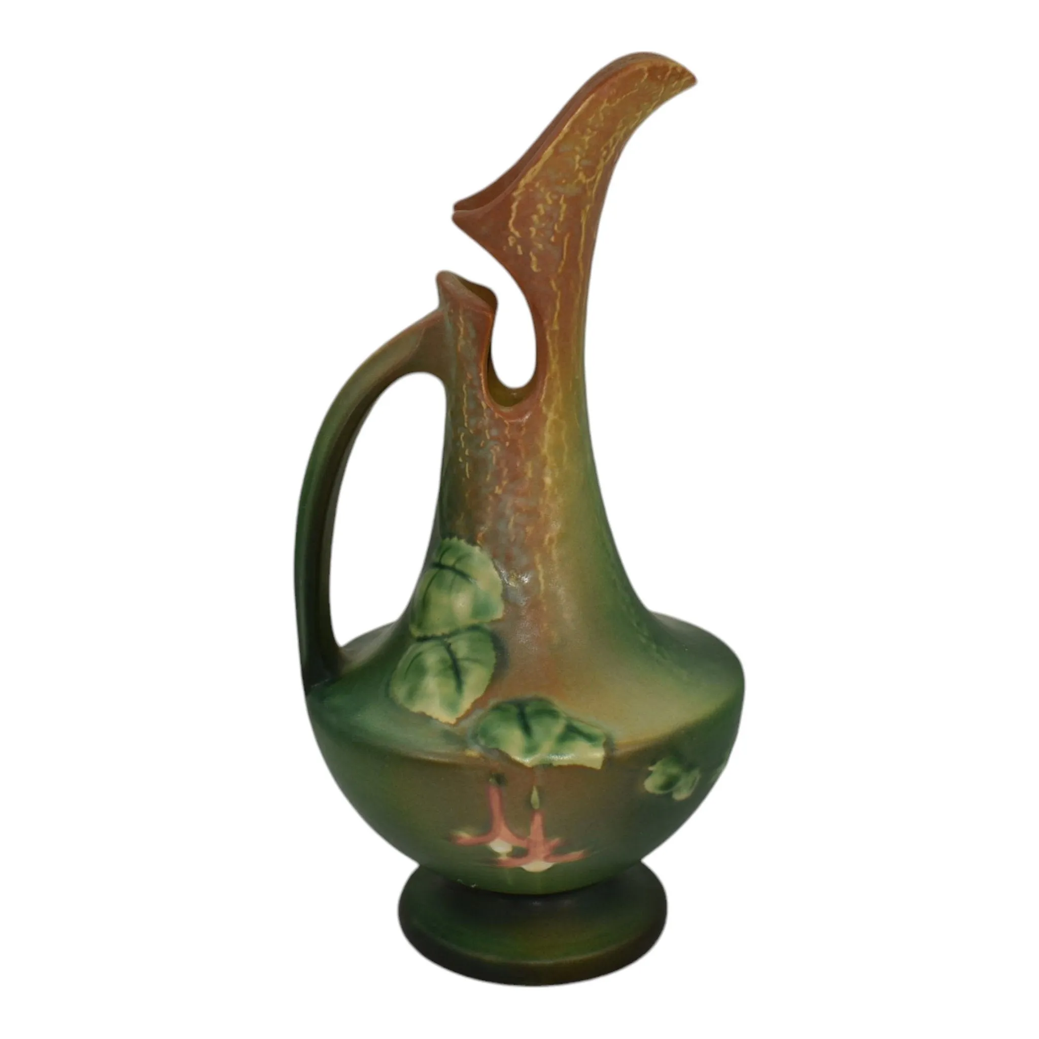 Roseville Fuchsia Green 1938 Vintage Art Pottery Ceramic Pitcher Ewer 902-10