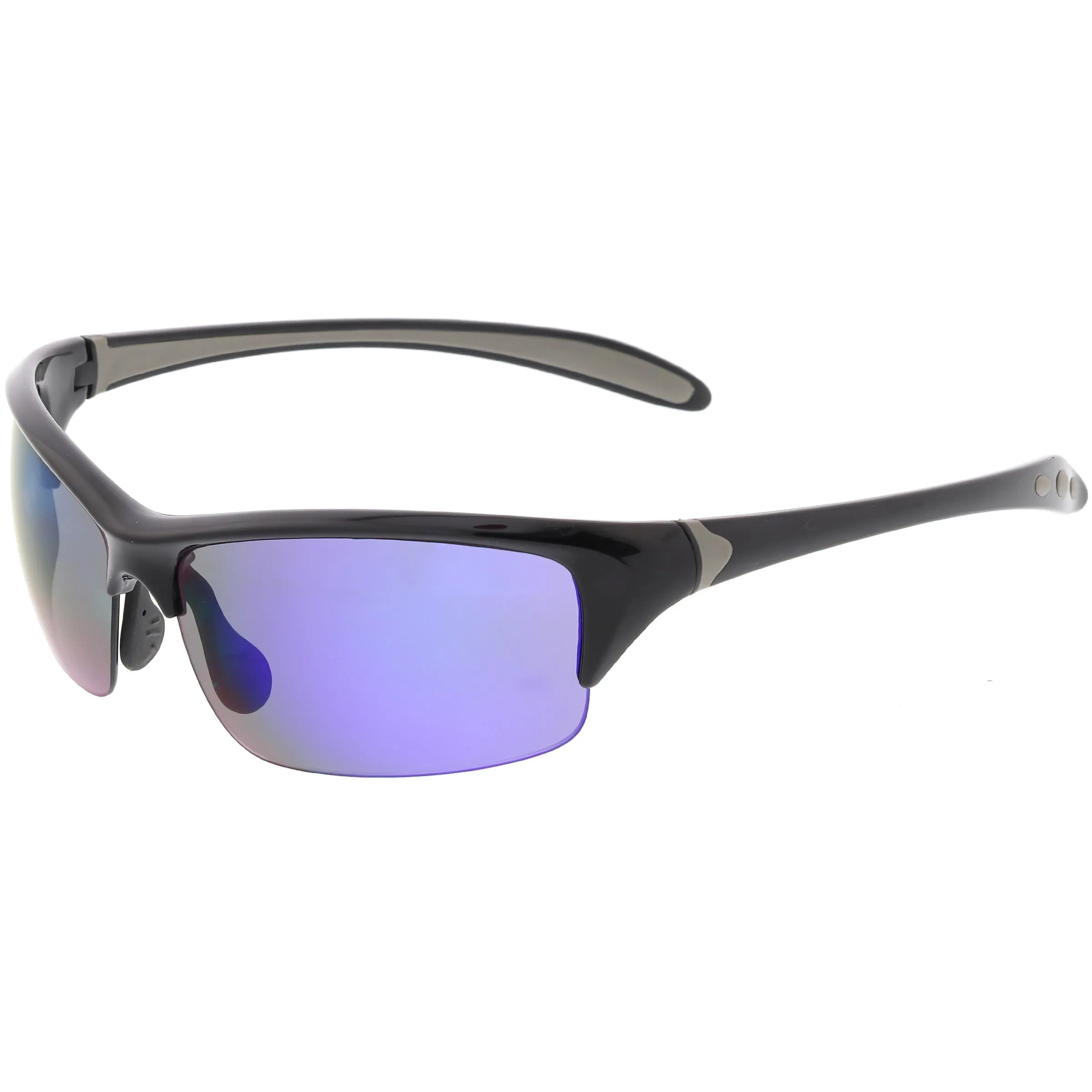 Semi Rimless Performance Sports TR-90 Mirrored Lens Sunglasses C808