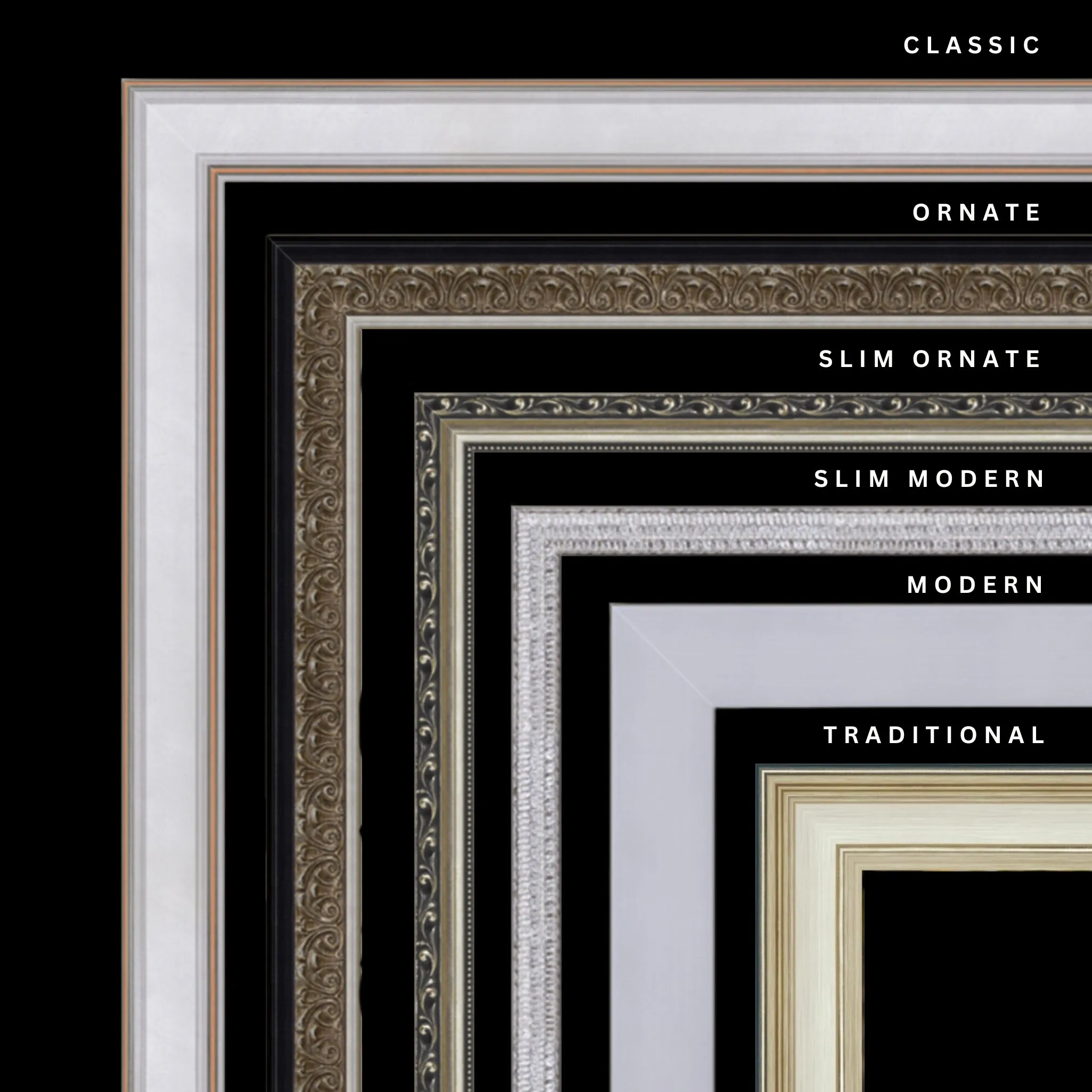 Silver 19x44 Picture Frame Ornate Traditional Classic Antique