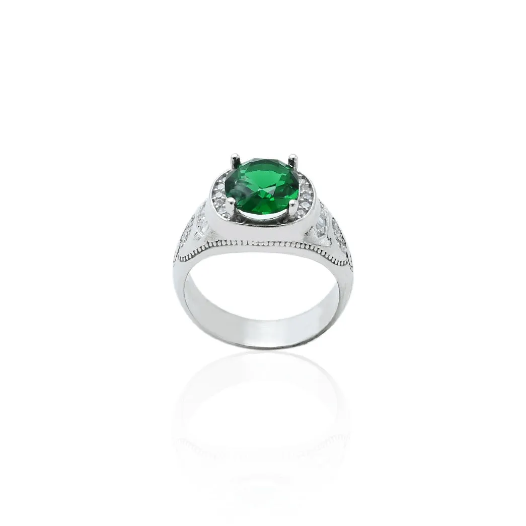 Silver Grace Shine Of Green Stone Ring