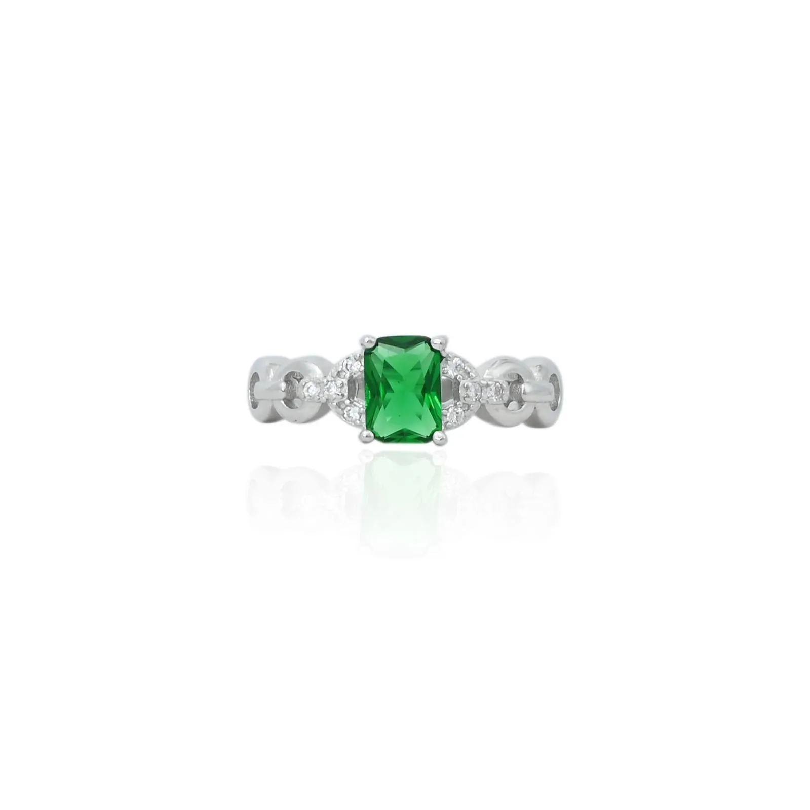 Silver Green Gemstone Girls Ring