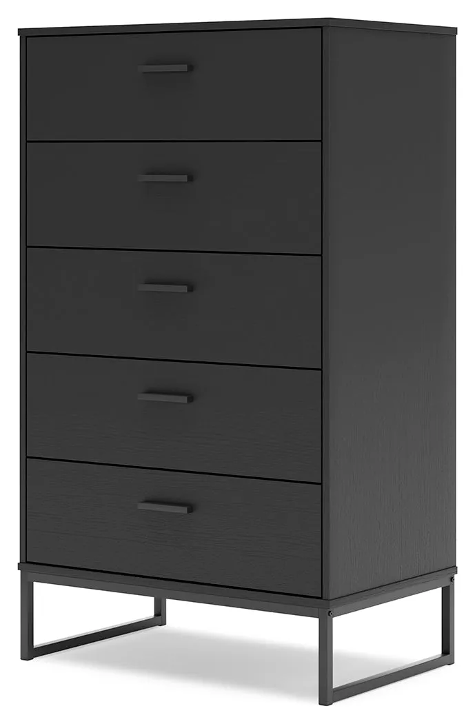 Socalle Queen Panel Headboard with Dresser and Chest in Black