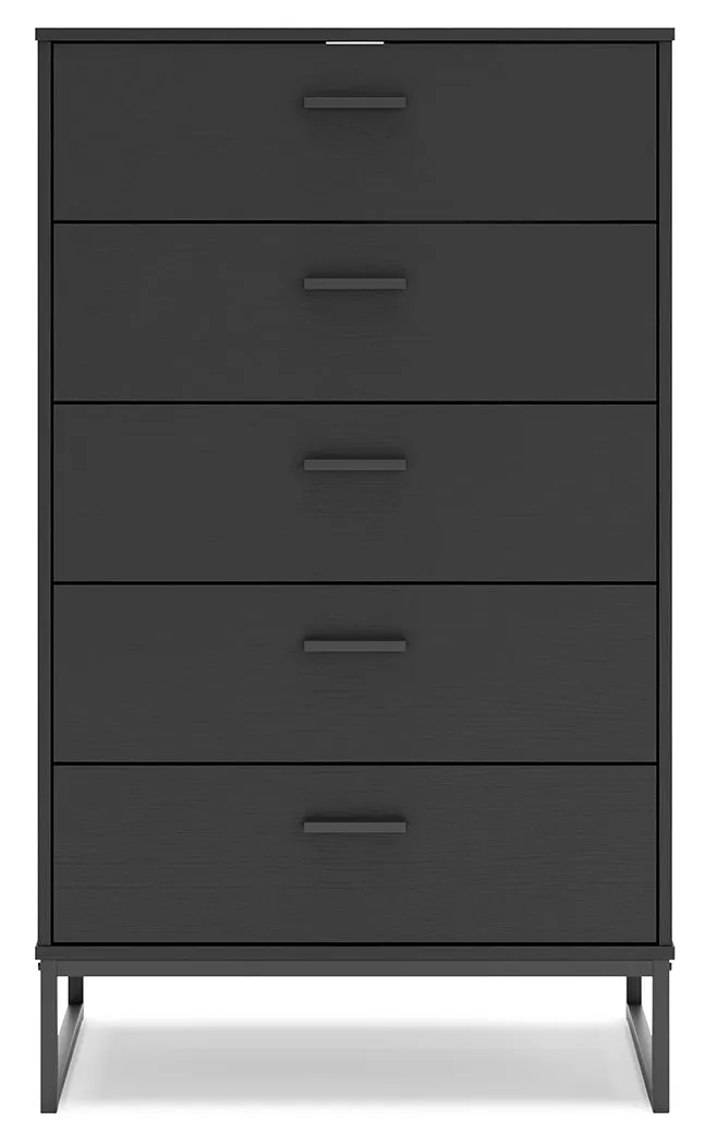 Socalle Queen Panel Headboard with Dresser and Chest in Black