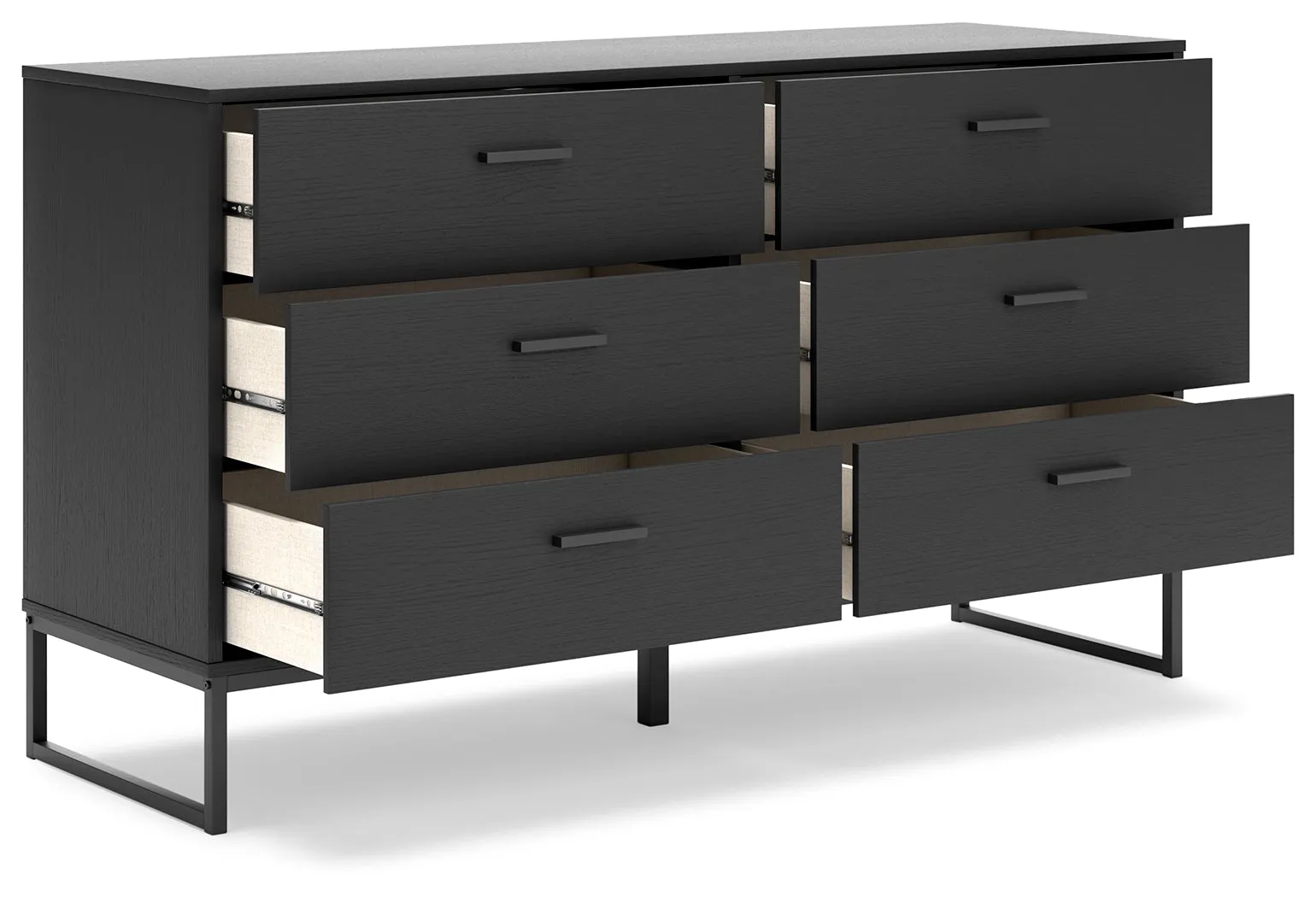 Socalle Queen Panel Headboard with Dresser and Chest in Black