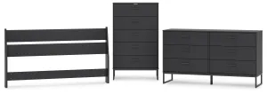 Socalle Queen Panel Headboard with Dresser and Chest in Black