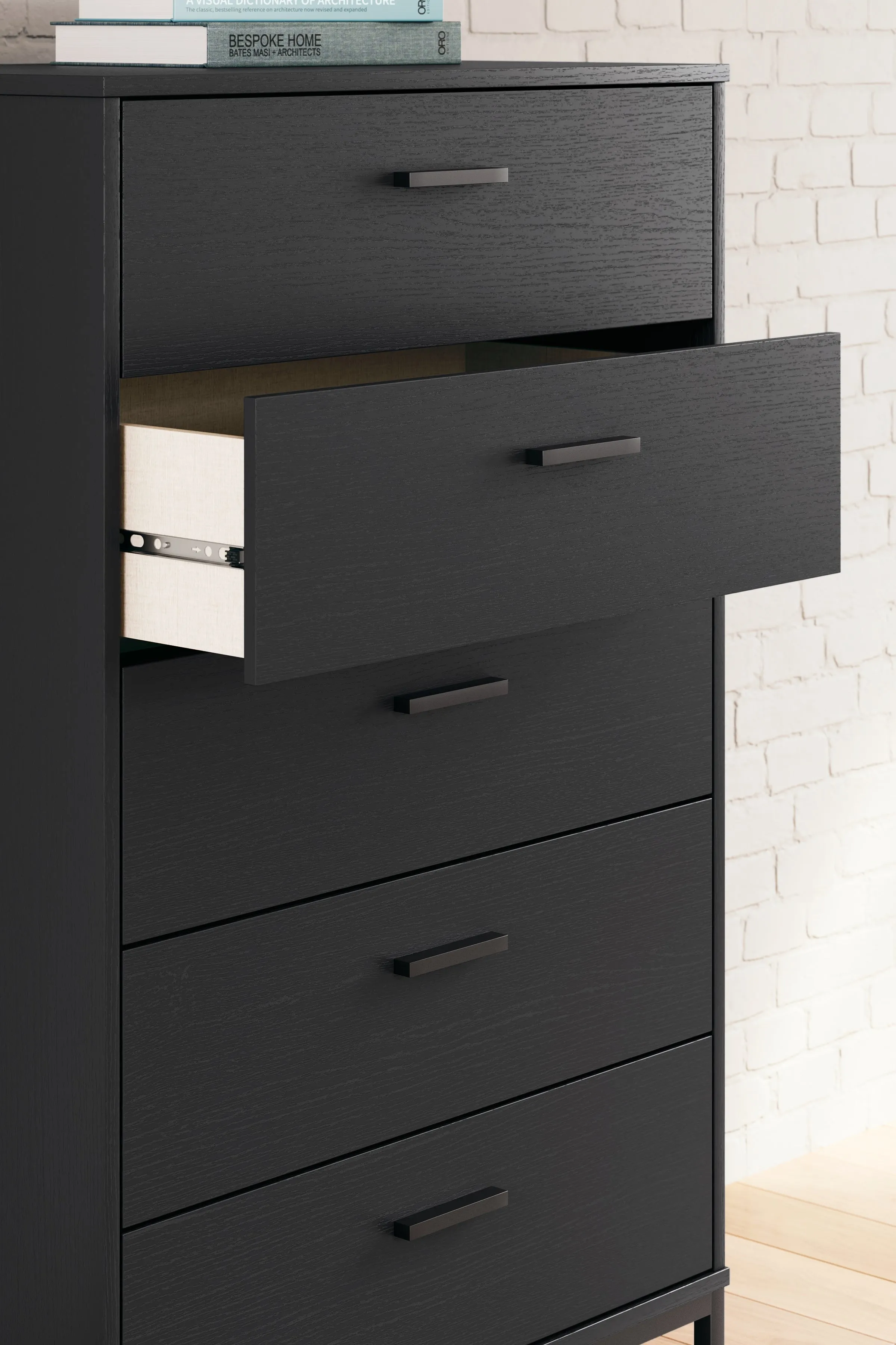 Socalle Queen Panel Headboard with Dresser and Chest in Black