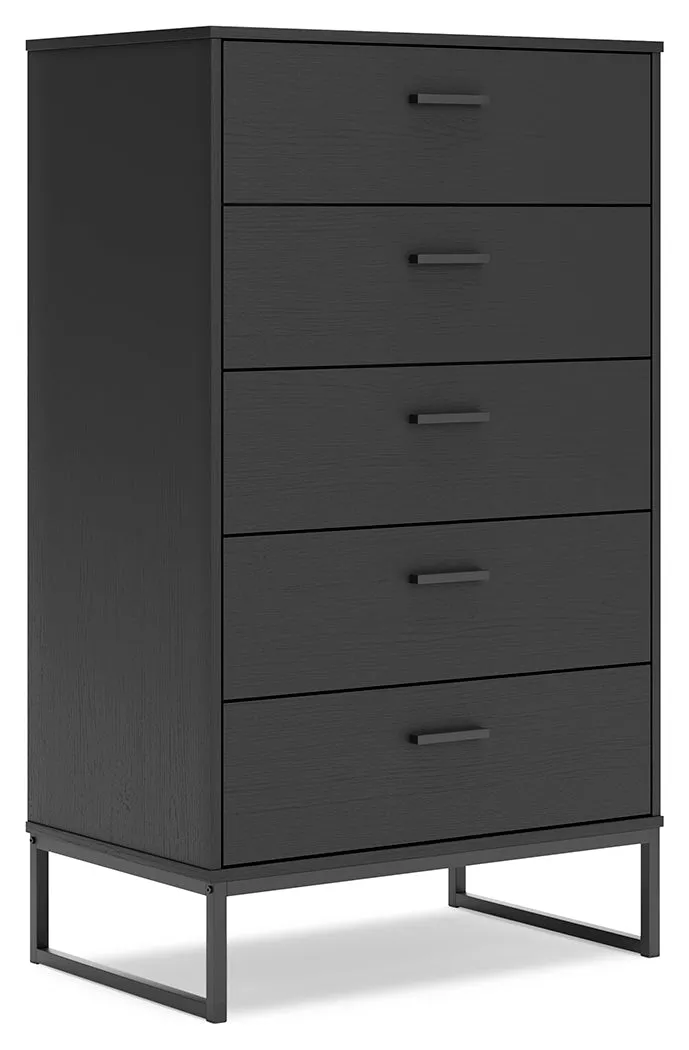 Socalle Queen Panel Headboard with Dresser and Chest in Black