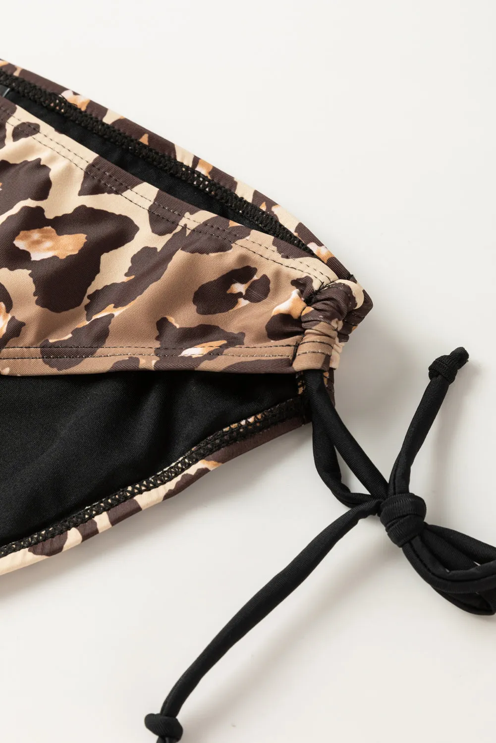 Two-piece Black and Leopard Print Tankini