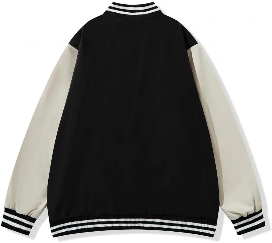 varsity jacket men Casual black bomber jacket loose baseball letterman coat