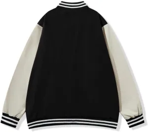 varsity jacket men Casual black bomber jacket loose baseball letterman coat