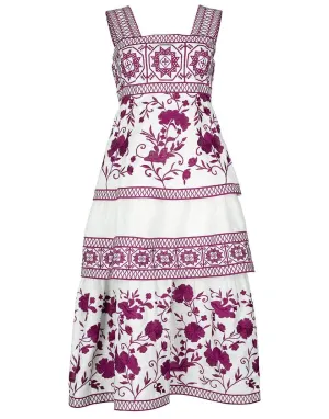 Verity Print Sleeveless Embroidered Dress