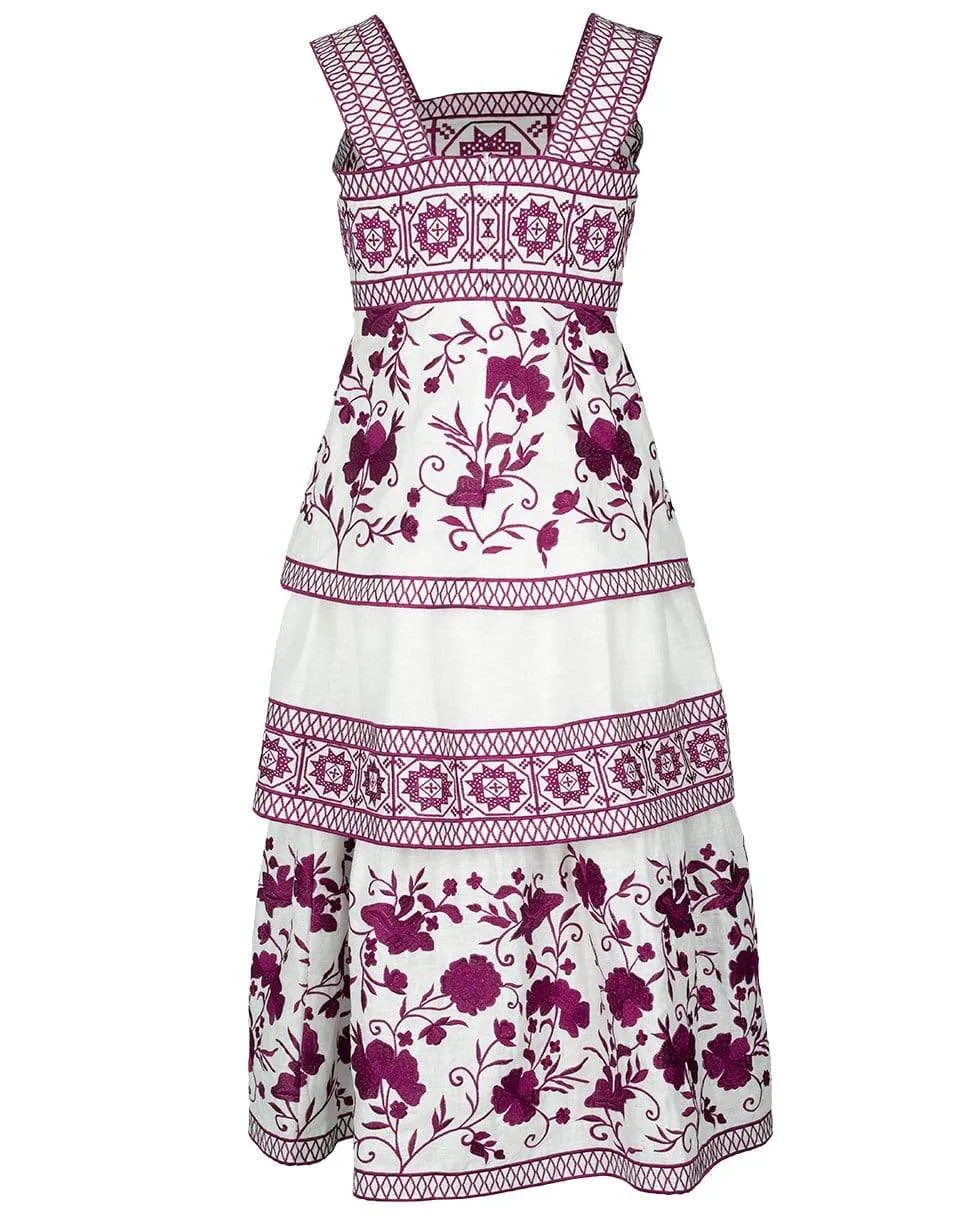 Verity Print Sleeveless Embroidered Dress