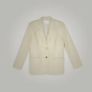 Women's Cream Goatskin Leather Blazer Coat